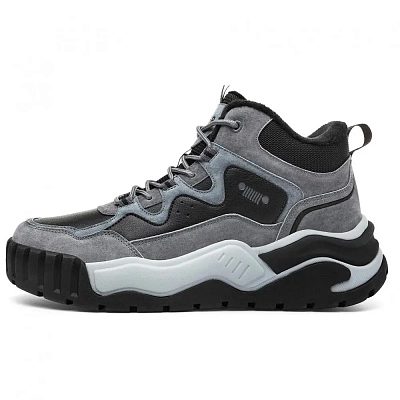 JEEP SPIRIT Abrasion Resistant Cushioning Height Increasing Short Snow Boots Men's Climbing Gray