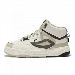FILA FUSION BANK II Wear-Resistant Mid-Top Skateboard Shoes Men's Antique White Color