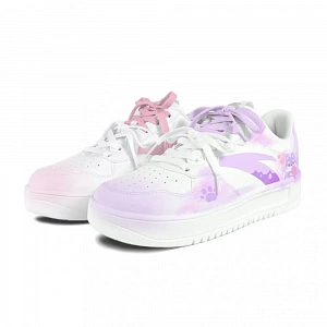 Anta Relaxed Abrasion Resistant Lightweight Slip Resistant Low top Skateboard Shoes Unisex Pink Purple Mismatched