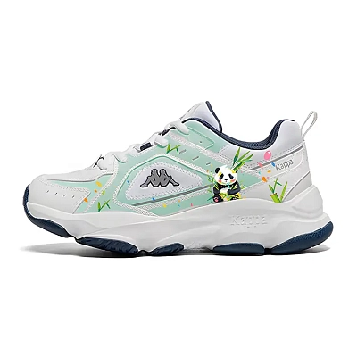 Kappa Anti-Slip Wear-Resistant Low-Top Chunky Sneakers Unisex White Green