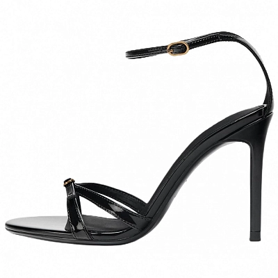 ZARA One Strap Sandals 10cm Women's Black