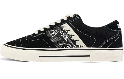 Kappa Abrasion Resistant Slip Resistant Low Top Skateboard Shoes Unisex Black