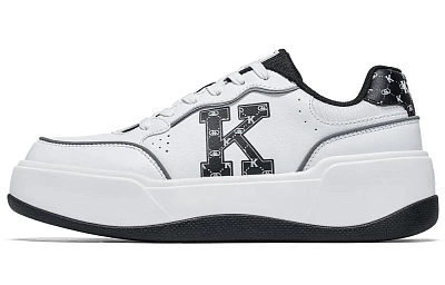Kappa Anti-Slip Wear-Resistant Low-Top Skateboard Shoes Unisex White Black