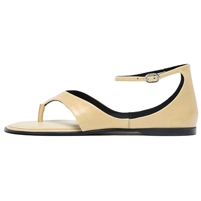 ZARA One Strap Sandals 1cm Women's Light Beige Yellow