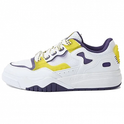Kappa Anti Slip Wear Resistant Low Top Skateboard Shoes Unisex White Yellow