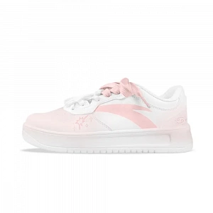 Anta Relaxed Slip Resistant Abrasion Resistant Low top Skateboard Shoes Women's Pink White