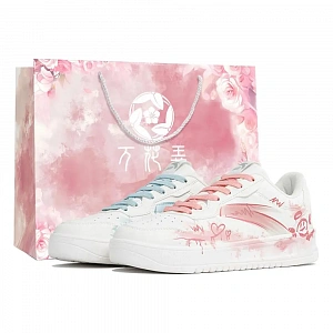 Anta Relaxed Slip Resistant Abrasion Resistant Low top Skateboard Shoes Unisex Pink Blue Mismatched