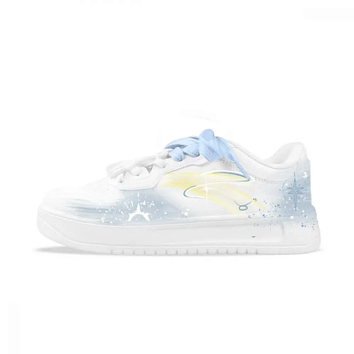 Anta Relaxed Coverage Slip Resistant And Abrasion Resistant Low top Skateboard Shoes Women's White Blue Yellow