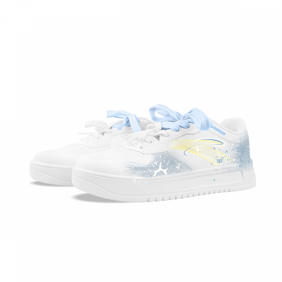 Anta Relaxed Coverage Slip Resistant And Abrasion Resistant Low top Skateboard Shoes Women's White Blue Yellow купить в интернет-магазине Yoocart с быстрой доставкой по России.