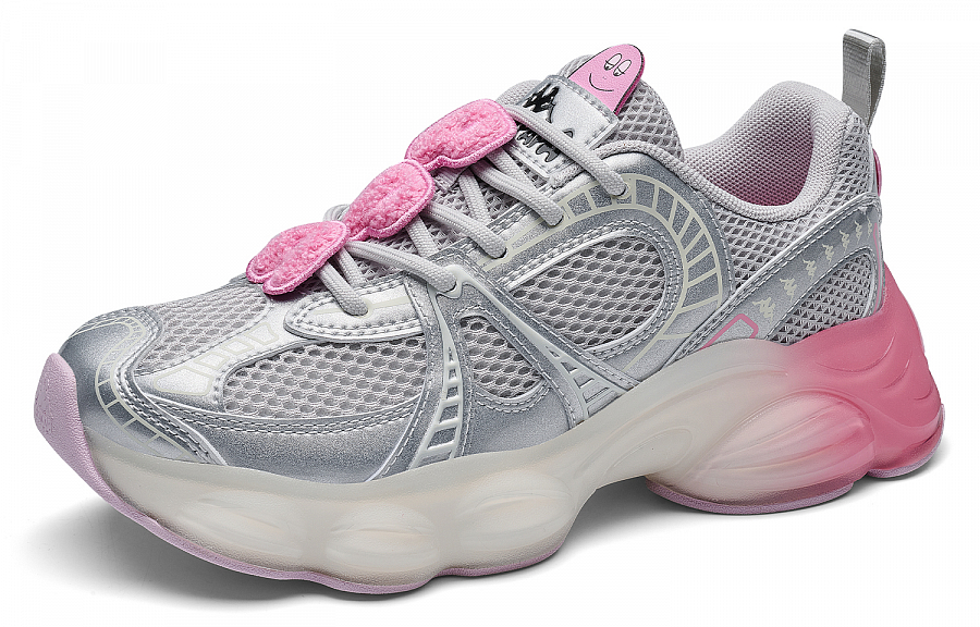 BARBAPAPA x Kappa Abrasion Resistant Low Top Casual Running Shoes Women's Cool Gray Silver Pink Peony купить в интернет-магазине Yoocart с быстрой доставкой по России.