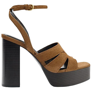 ZARA One Strap Sandals 10cm Women's Brown 1 4149979