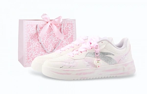 Anta Relaxed Wear resistant And Lightweight Low Top Skateboard Shoes Women's Pink White