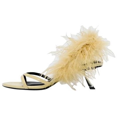 ZARA One Strap Sandals 5cm Women's Yellow