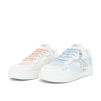 Anta Relaxed Slip Resistant, Abrasion Resistant, Lightweight Low top Skateboard Shoes Unisex Blue Pink Mismatched