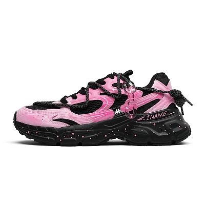 Kappa Hydrogen Track Abrasion Resistant Breathable Low Top Running Shoes Unisex Black Pink