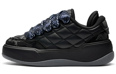 Kappa Slip Resistant Height Increasing Abrasion Resistant Low Top Skateboard Shoes Women's Black Gray