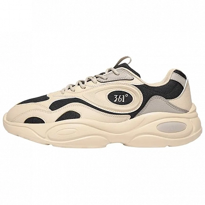361° Wear-resistant And Lightweight Low-Top Casual Running Shoes Men's Beige Black