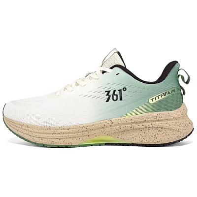 361° Anti Slip Wear Resistant Low Top Running Shoes Men's White Green