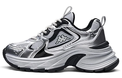 Kappa K Spice Back to Back Anti Slip Wear Resistant Low Top Chunky Sneakers Women's Silver Black