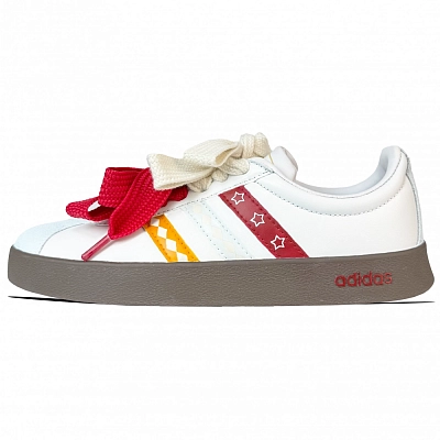 Adidas VL COURT 2.0 Abrasion Resistant Low top Skateboard Shoes Unisex Red Yellow