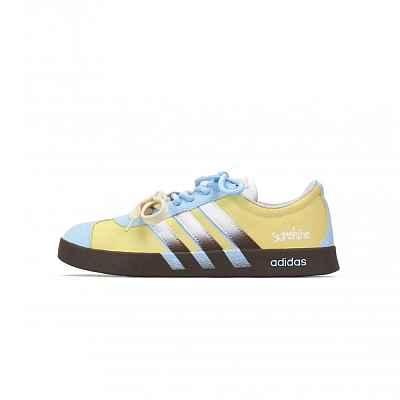 Adidas VL COURT 2.0 Cushioning, Wear Resistant Low top Skateboard Shoes Unisex Blue Yellow