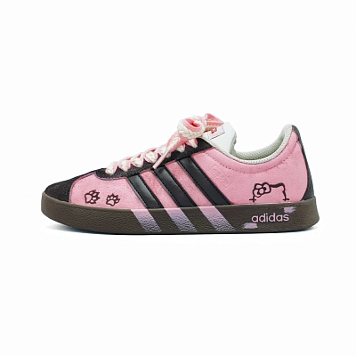 Adidas VL COURT 2.0 Urban Chic Style Pink Claw Abrasion Resistant Low top Skateboard Shoes Unisex Pink Brown