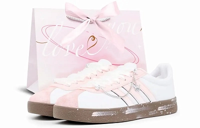 Adidas Vl Court Classic Low top Skateboard Shoes Unisex Pink White
