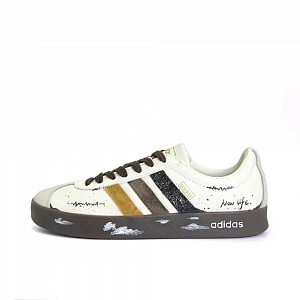 Adidas VL COURT 2.0 Classic Newborn Abrasion Resistant Low top German Army Trainers Unisex Black White Gold