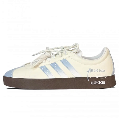 Adidas VL COURT 2.0 Abrasion Resistant Low top Skateboard Shoes Unisex Beige Blue