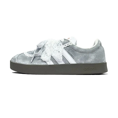 Adidas VL COURT 2.0 Soliloquy Engraving Abrasion Resistant Low top Skateboard Shoes Unisex Gray