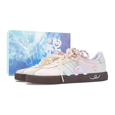 Adidas VL COURT 2.0 Cheese Jelly Abrasion Resistant Low top Skateboard Shoes Women's Beige