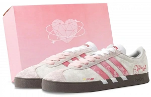 Adidas VL COURT 2.0 Deeply In Love Rose Abrasion Resistant Low top Skateboard Shoes Unisex White Pink