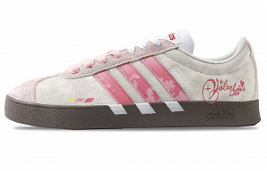 Adidas VL COURT 2.0 Deeply In Love Rose Abrasion Resistant Low top Skateboard Shoes Unisex White Pink 1 4155642