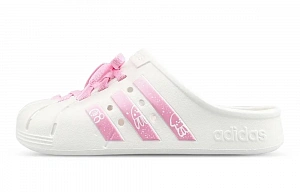 Adidas ADILETTE CLOGS Abrasion Resistant Closed Toe Slippers Unisex White Pink