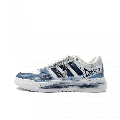Adidas LITE BALLER Street Graffiti MH Project Abrasion Resistant Low top Skateboard Shoes Unisex Light Blue