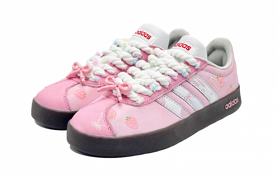 Adidas VL COURT 2.0 Lifestyle Rock Sugar Abrasion Resistant Low top Skateboard Shoes Women's Strawberry Pink купить в интернет-магазине Yoocart с быстрой доставкой по России.