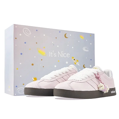 Adidas VL COURT 2.0 Honey Velvet, Special Box Cushioning, Wear Resistant Low top Skateboard Shoes Women's Pink