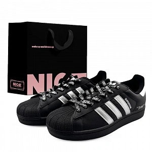Adidas Originals Superstar Abrasion Resistant Low Top Skateboard Shoes Unisex Black Silver