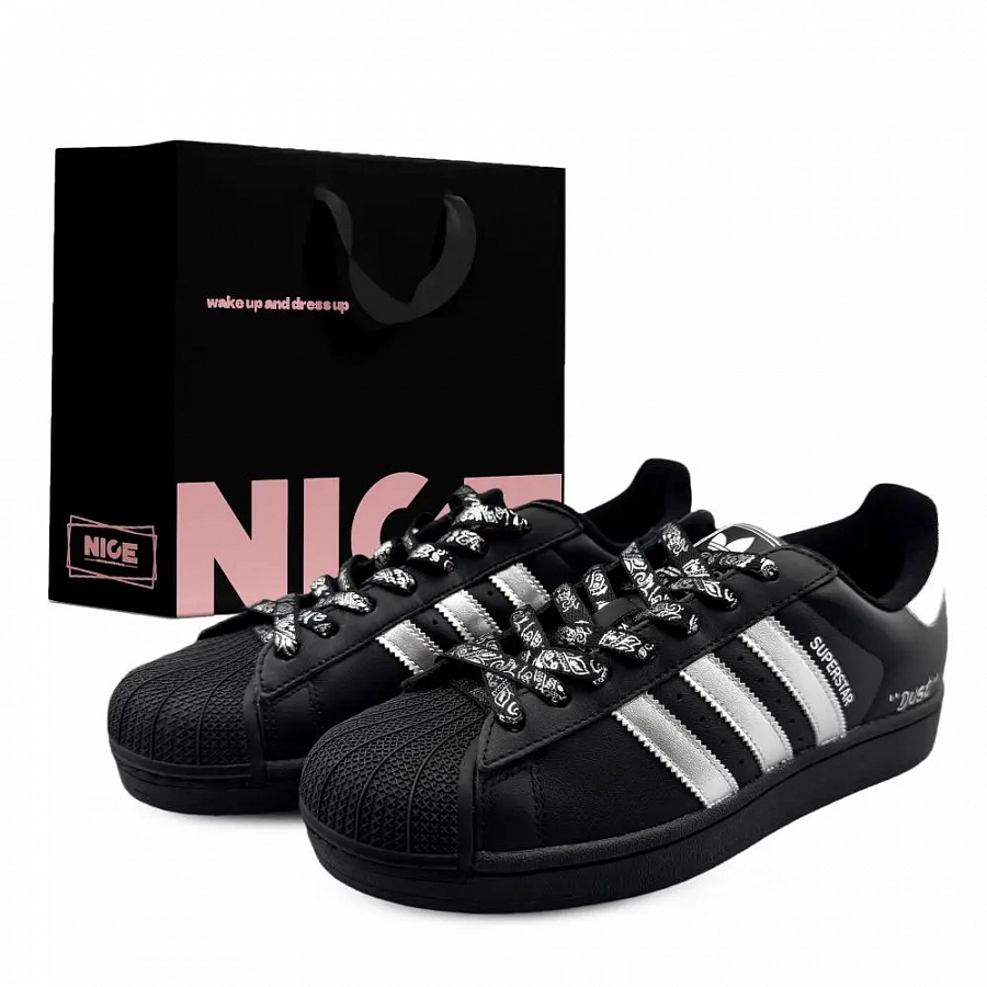 Adidas Originals Superstar Abrasion Resistant Low Top Skateboard Shoes Unisex Black Silver купить в интернет-магазине Yoocart с быстрой доставкой по России.