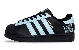 Adidas Originals Superstar Blue Flash Butterfly, Box Abrasion Resistant Low top Skateboard Shoes Unisex Black Blue 1 4156774
