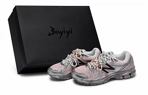 New Balance 860 811 Manufacturing, Heartbeat Wave, Special Shoe Box Low top Casual Shoes Unisex Pink Gray Silver