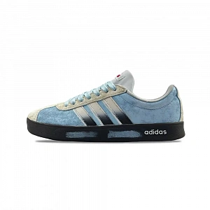 Adidas VL COURT 2.0 Sea Salt's Heart Abrasion Resistant Low top Skateboard Shoes Unisex Blue Yellow