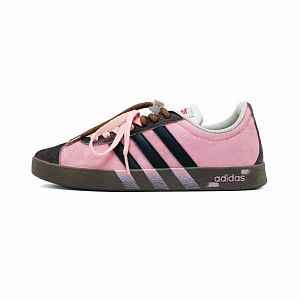 Adidas VL COURT 2.0 Pink Vibrant Abrasion Resistant Low top Skateboard Shoes Unisex Pink Brown