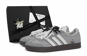 Adidas VL COURT 2.0 Mist Duck Seeks Light MONE Manufacturing, Box Breathable Low top Skateboard Shoes Unisex Gray White