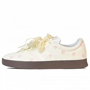 Adidas VL COURT 2.0 Abrasion Resistant Low top Skateboard Shoes Unisex Beige Pink