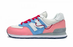 New Balance NB 574 Cushioning And Breathable Low top Running Shoes Unisex Blue Pink