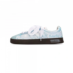 Adidas VL COURT 2.0 Butterfly Dance Abrasion Resistant Low Top Skateboard Shoes Unisex Light Blue