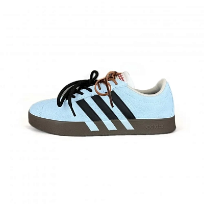 Adidas VL COURT 2.0 Abrasion Resistant Low Top Skateboard Shoes Unisex Blue Silver