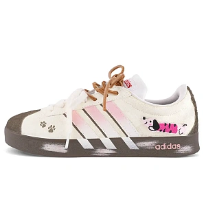 Adidas VL COURT 2.0 Abrasion Resistant Low Top Skateboard Shoes Unisex Yellow Pink