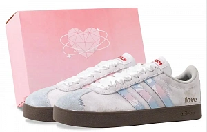 Adidas VL COURT 2.0 Sea Salt Rose Low top German Army Trainers Unisex White Blue